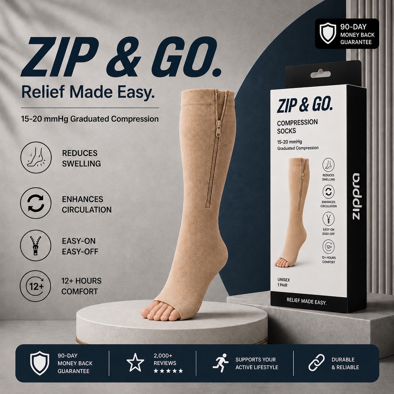 ZIPPRA COMPRESSION SOCKS - Limited Deal