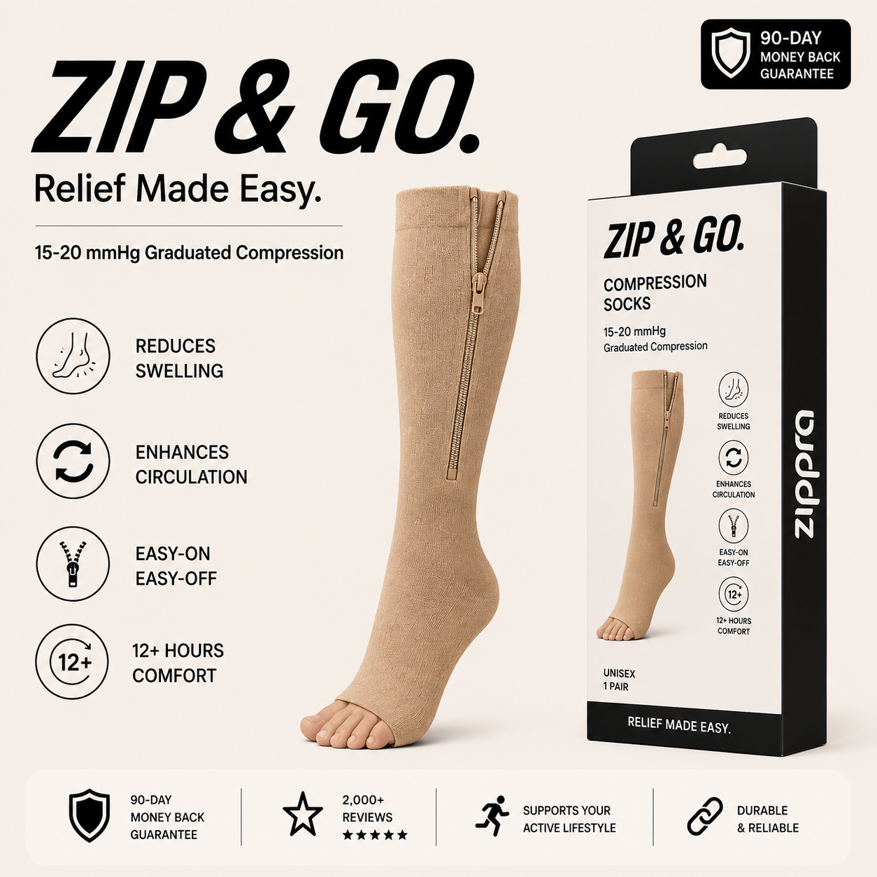 ZIPPRA COMPRESSION SOCKS