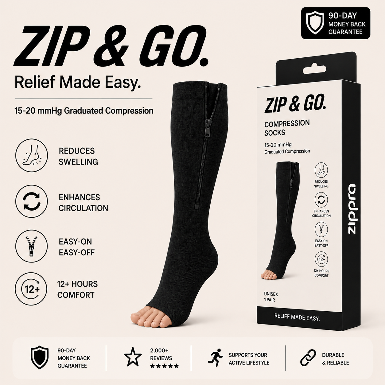 ZIPPRA COMPRESSION SOCKS