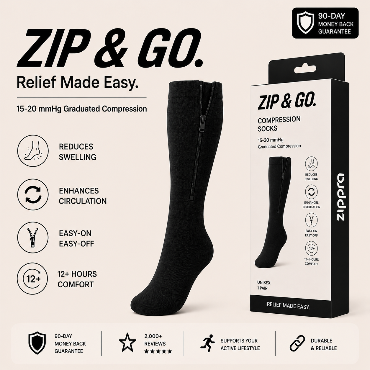 ZIPPRA COMPRESSION SOCKS