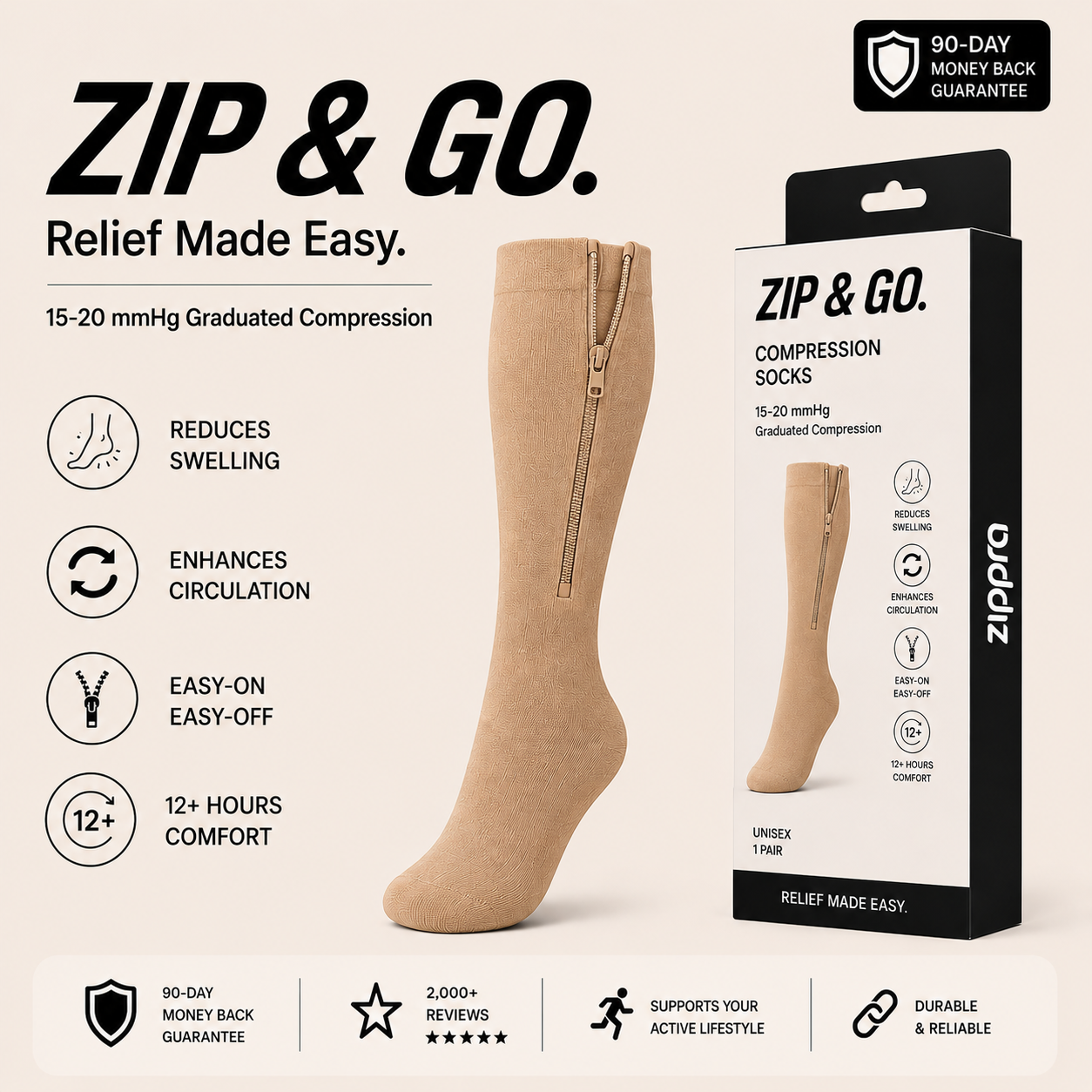 ZIPPRA COMPRESSION SOCKS