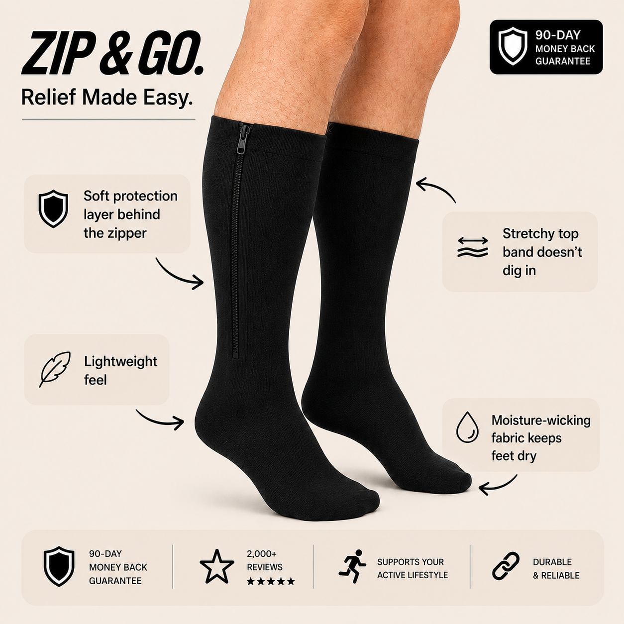 ZIPPRA COMPRESSION SOCKS