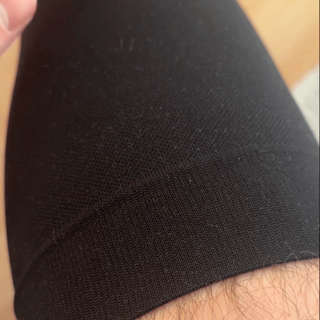 The soft, stretchy top band of the Zippra compression sock